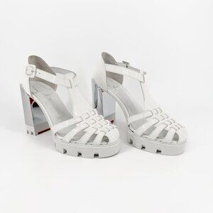 Christian Louboutin Meduzette White Lug Platform Sandals Size 38.5 US 8.5 Women